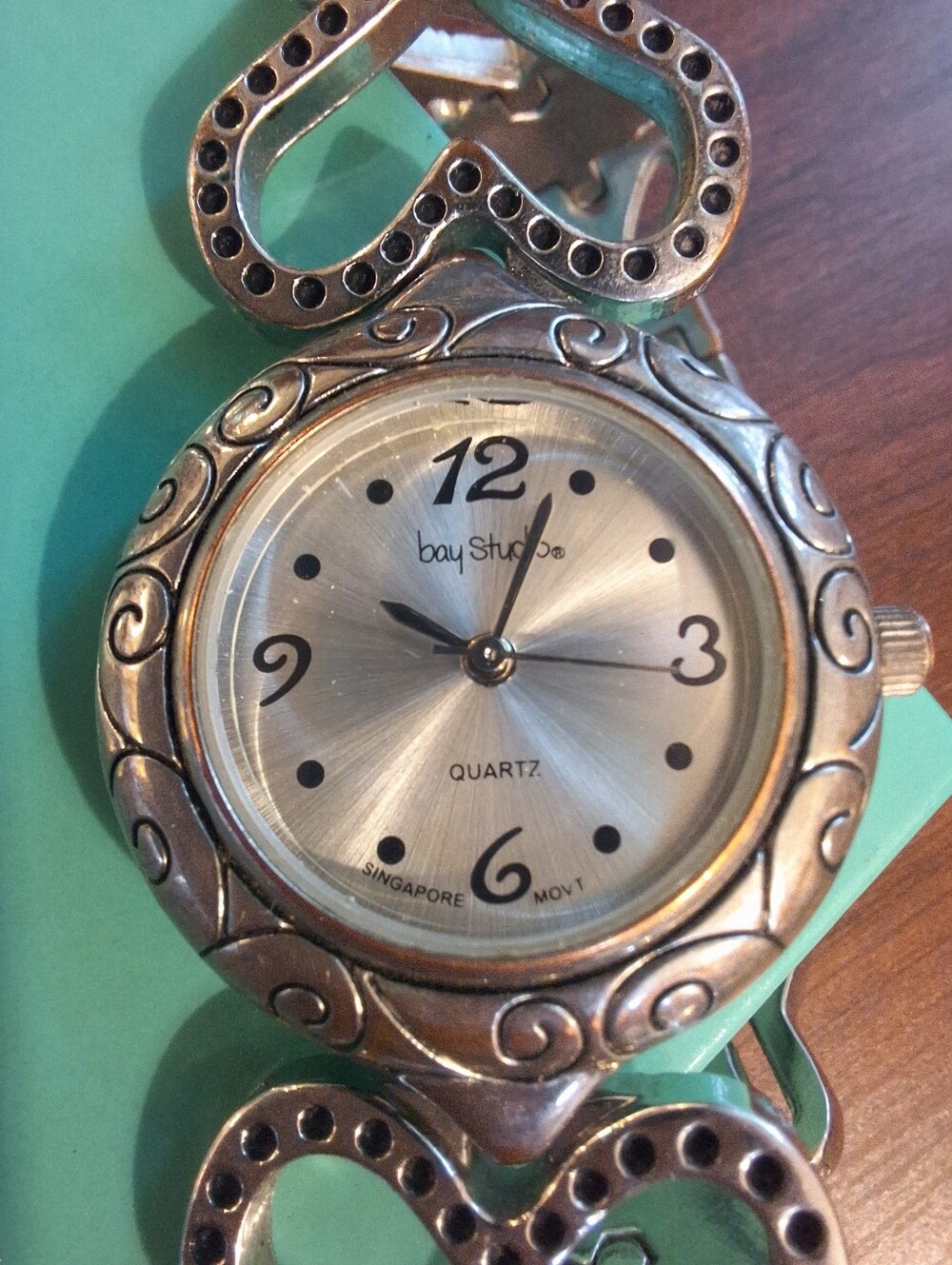 Vintage Bay Studio Silver Tone Heart Link Watch | Quartz Western Boho Chic VGC